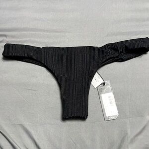 NWT Tavik Size Small Black Ripped Minimal Coverage Bikini Bottom